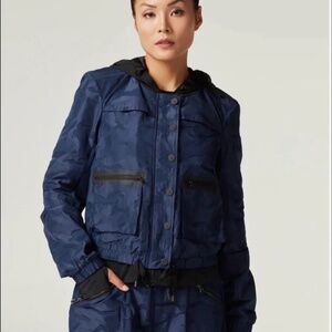 BLANC NOIR Skyfall Aviator Jacket in Blue Camo Women's Size M